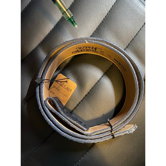 Mens Blue Snakeskin Overlay Nocona Leather Belt Snap-On Strap Sz 34 Wavy Pattern - Picture 8 of 11